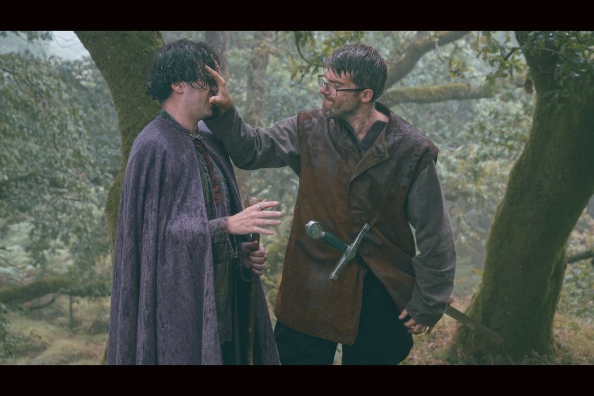 Actors on medieval comedy film photographed by unit stills photographer Gavin Parsons